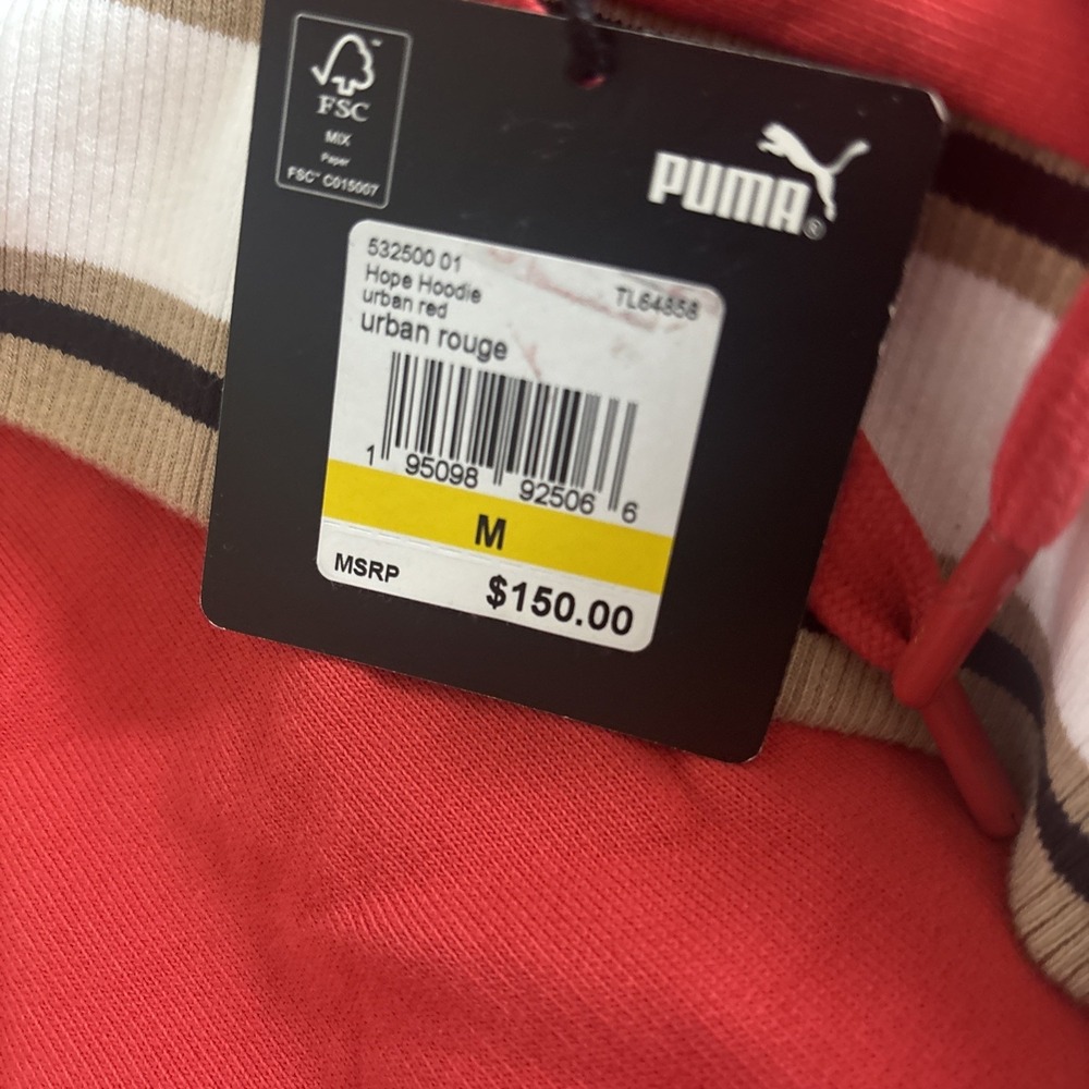 Puma by June Ambrose hoodie with asymmetric hem in red Size Medium - Picture 5 of 5